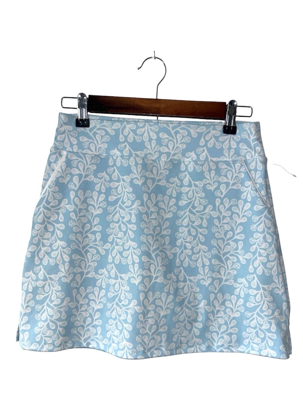 Sigrid Olsen Golf Tennis Baby Blue White Floral Mini Skirt Stretchy Size XS